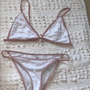 white and pink strappy shein set